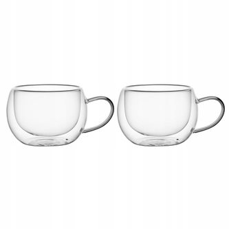 Hrnek sklo 300ml dvoustěnný ucho 2ks  KAMILLE 9002