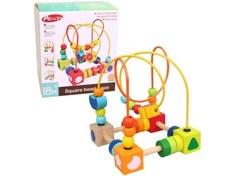 Dřevěný motorický labyrint, 15 x 15 x 17 cm