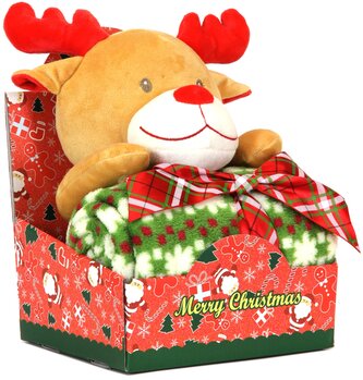 Vánoční deka s plyšovým sobem