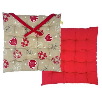 HOME ELEMENTS Podsedák prošívaný 40x40 cm, Vánoční srdce