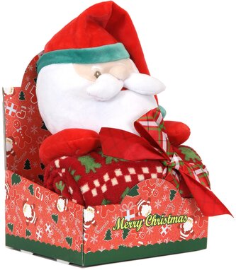 Vánoční deka s plyšovým sobem Santou