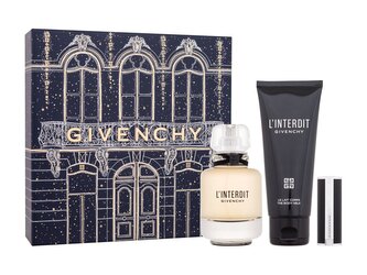 Givenchy L'Interdit parfémovaná voda 50 ml + tělové mléko 75 ml + rtěnka Le Rouge Interdit Intense Silk 1,5 g 333