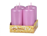 Svíčka adventní metalická lesklá d4x8cm 4ks