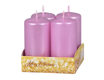 Svíčka adventní metalická lesklá d4x8cm 4ks