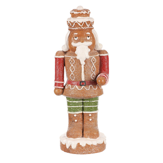 Perníkový voják - figurka z MgO keramiky, hnědý s barevným zdobením.