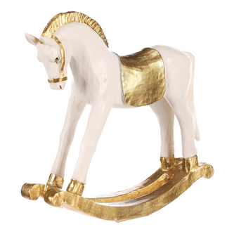 Houpací koník - soška z polyresinu, velká, barva bílo - zlatá.