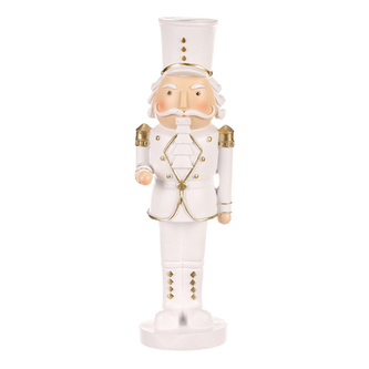 Voják v uniformě - soška z polyresinu, velká, barva bílo - zlatá.