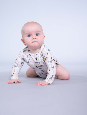 Bobánek Body na látkové pleny dlouhý rukáv - Medvídek a ježek - 80