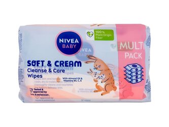 Nivea Baby Čisticí ubrousky Soft & Cream Cleanse & Care Wipes 4x57 ks pro děti