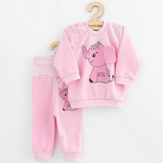 Kojenecká souprava tričko a tepláčky New Baby Happy Elephant pink - velikost 74 (6-9m)