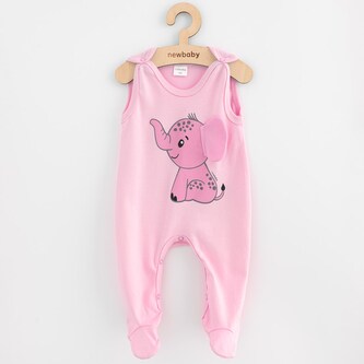 Kojenecké bavlněné dupačky New Baby Happy Elephant pink - velikost 80 (9-12m)
