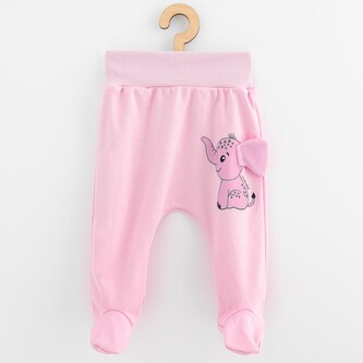 Kojenecké bavlněné polodupačky New Baby Happy Elephant pink - velikost 56 (0-3m)