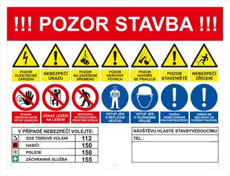 Pozor stavba - plachta 800x600mm