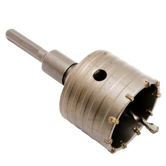 Příklepová vrtací korunka, průměr 75mm se stopkou 110mm šestihran