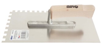 Hladítko nerezové 270x130mm zub 8mm - dřevěná rukojeť