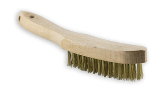 Ruční kartáč 4-řadý dřevěná rukojeť, drát B 0,30 (mosaz)