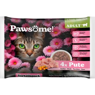 Pawsome! Adult s krůtím masem Multipack 4x85 g