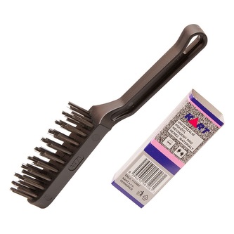 KART - ruční kartáč čtyřřadý - ocel hladká 0,30mm - plastová rukojeť