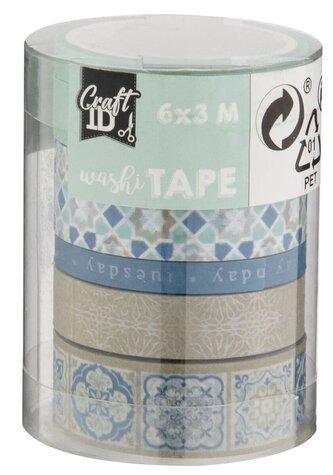 Dekorační lepicí páska - Washi pásky multicolor, 6 ks x 3 m