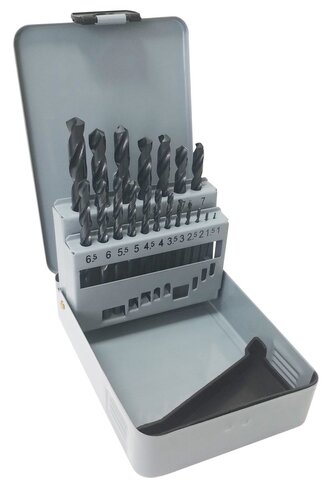 Sada vrtáků HSS 19 ks (1,0-10,0mm), plechový box