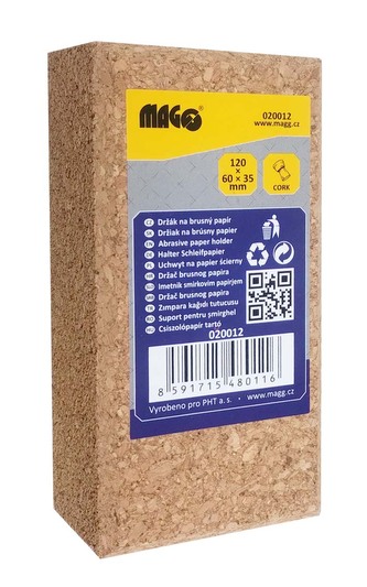 Držák na brusný papír 120x60x35mm, korek