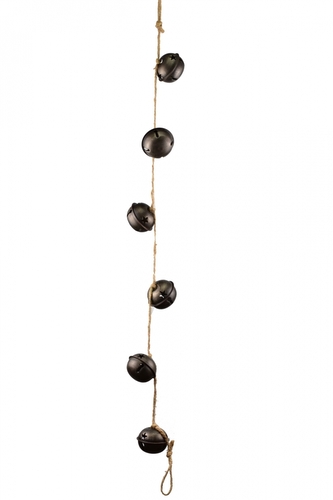 Šest antracitových kovových rolniček na jutovém provaze 4x5x80 cm