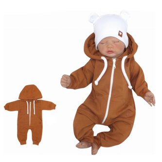 Z&Z Dětský teplákový overálek s kapucí, hnědý, vel. 68; 68 (3-6m)