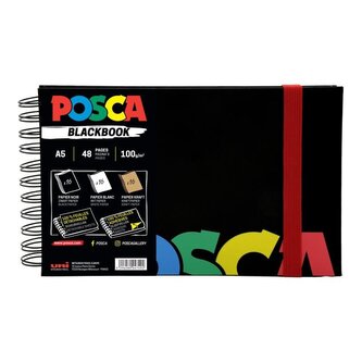 Posca černý skicák A5 -  mix 3 barev papíru Posca černý skicák A5 -  mix 3 barev papíru