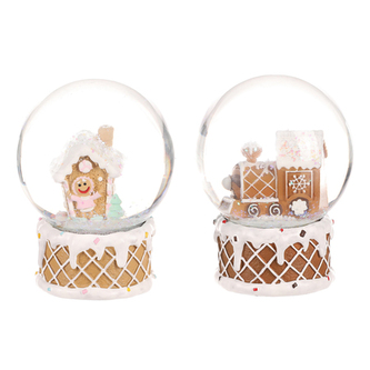 Sněžítko s perníkovým vláčkem či domečkem - polyresin, cena za 1 ks.