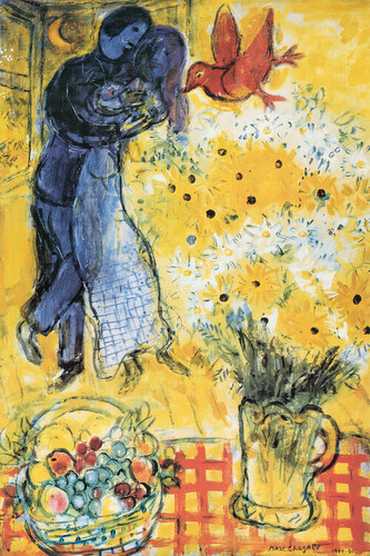 Plakát, Obraz - Chagall - Lovers & Flowers, 61 × 91.5 cm