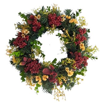 Podzimní věnec, d. 30 cm, bobule a drobné květy  EV052