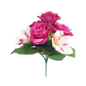 Růže kytice s přízdobou, Barva fuchsiová  H358