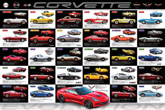 Plakát, Obraz - Corvette Evolution, 91.5 × 61 cm