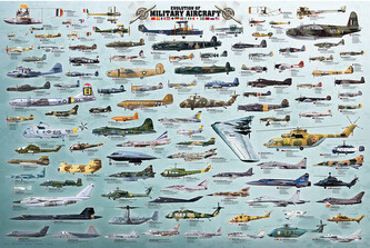 Plakát, Obraz - Evolution Military Aircraft, 91.5 × 61 cm