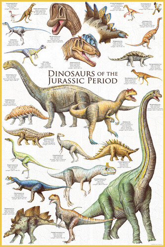Plakát, Obraz - Dinosaurs of the Jurassic, 61 × 91.5 cm
