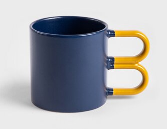 Hrnek | BOJA | modrý se žlutým uchem | 0,45 l | 708145 Homla