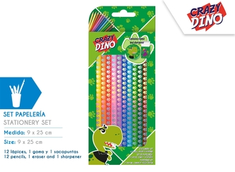 Zestaw kredek ołówkowych 12 kolorów Crazy Dino