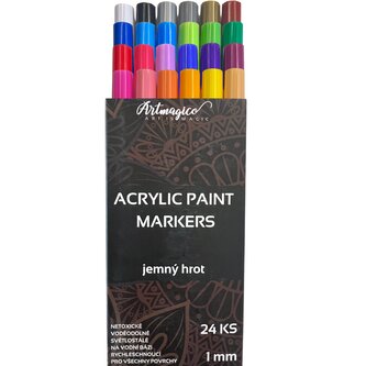 Artmagico akrylový popisovač s jemným hrotem (1 mm) 24 ks | 80074