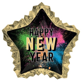 Foliový balonek hvězda Happy New Year - Glow color 86 cm x 81 cm Foliový balonek hvězda Happy New Year - Glow color 86 cm x 81 cm