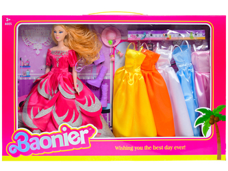 Panenka módní 29cm s šaty 5ks a doplňky v krabičce