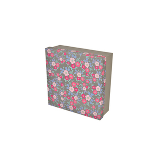 Krabice dárková papír kytička šedá 14x14x6 cm