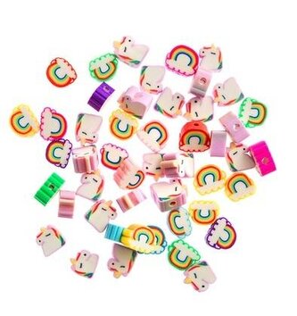 Koraliki polimerowe jednorożce i tęcze 1cm 48szt