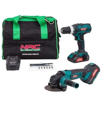 Sada nářadí NAC aku šroubovák + úhlová bruska CDB-AGE-LI-20V