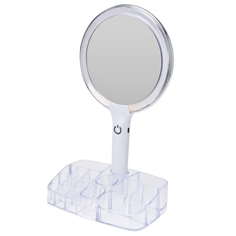 Kosmetické zrcátko s LED osvětlením a organizérem 18 x 34,5 cm KO-170488360