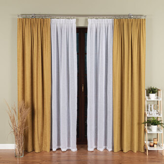 Dekorační dlouhá záclona s řasící páskou REŽNÝ vzhled LEXA bílá 140x250 cm (cena za 1 kus) MyBestHome