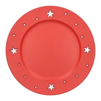 Dekorativní plastový podnos | s hvězdami červený | 33 cm | 979594 Homla
