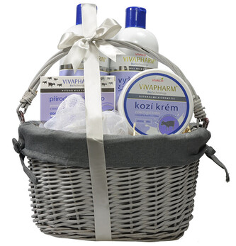 Vivaco Dárkové balení s kozím mlékem v proutěném košíku Vivaco Dárkové balení s kozím mlékem v proutěném košíku