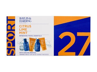 Baylis & Harding Citrus Lime Mint sprchový gel na tělo a vlasy 100 ml + čisticí gel na obličej 100 ml + sprchový gel 50 ml + balzám po holení 50 ml