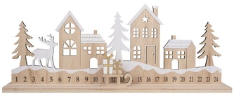 Dřevěný adventní kalendář se sáněmi 40 x 16 x 5 cm
