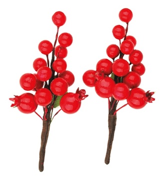 Větvička červených bobulí 14 cm, 2 ks v balení
